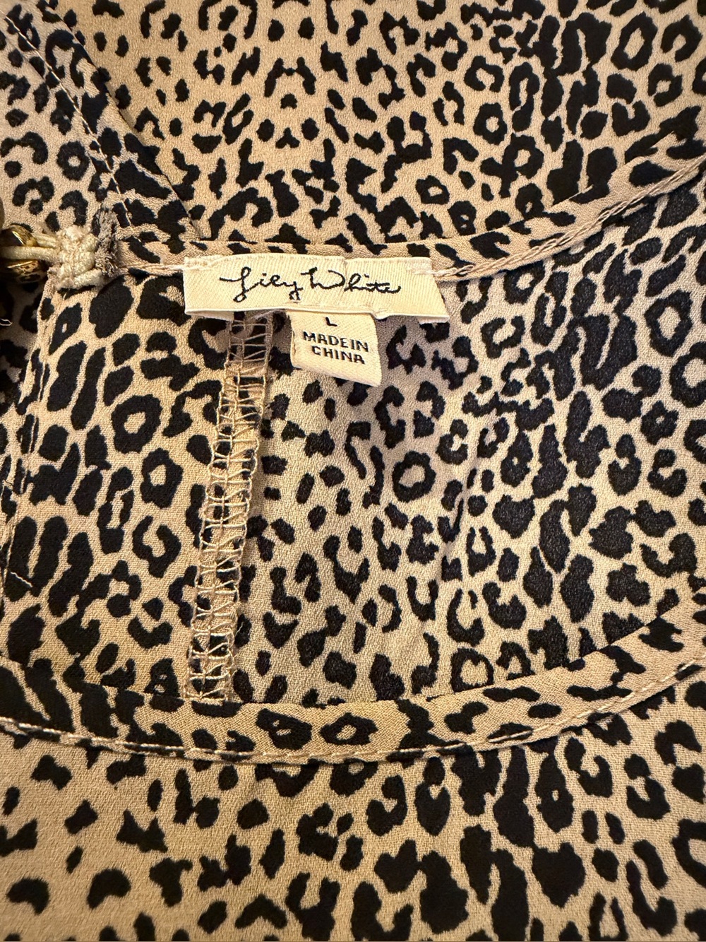 Lily White Leopard Print Blouse - Beige/Black - Picture 6 of 6